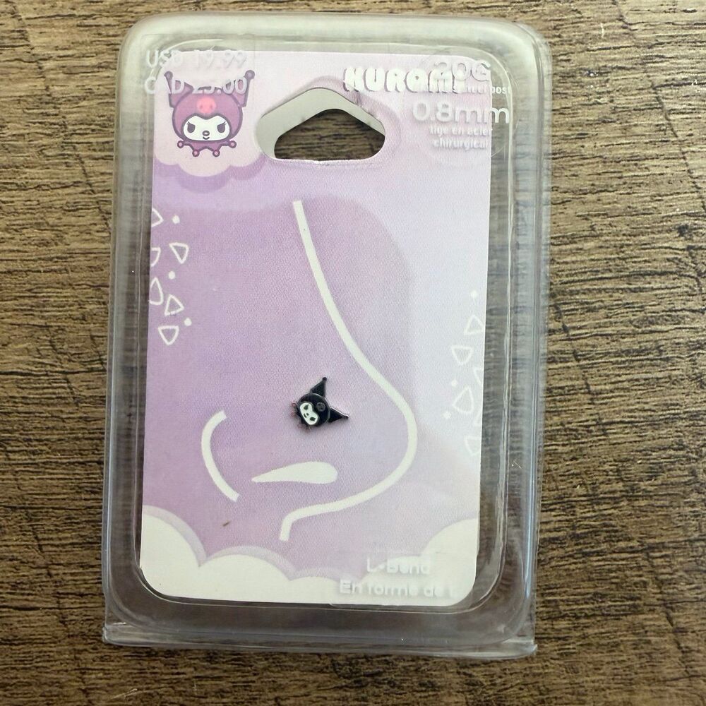 Sanrio Kuromi Nose Stud post 20g 0.8mm stainless steel